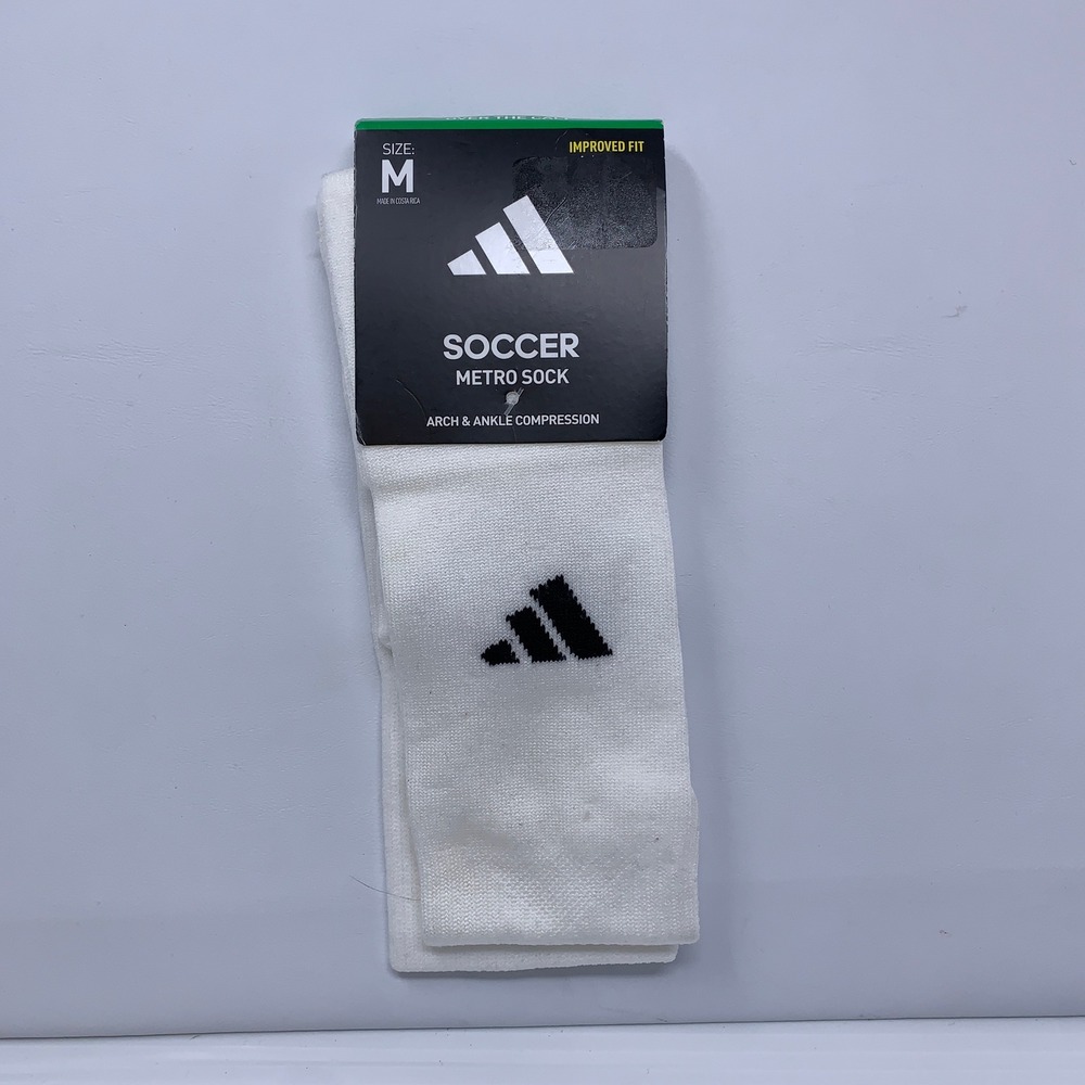 Adidas Unisex Medium White Metro Over The Calf Compression Soccer Socks NWT